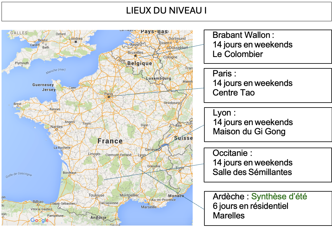 Carte pôles de formation dossier d’inscription Niveau I 2026_2027